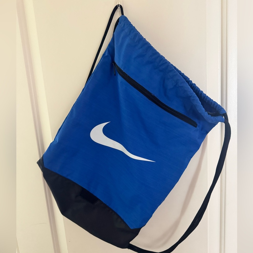 Nike Blue and Black Drawstring Backpack